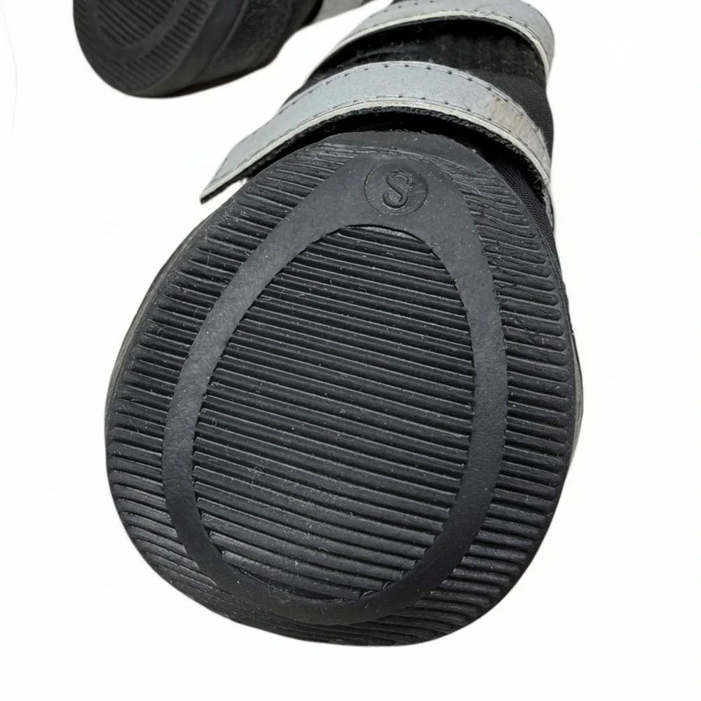 Small Black Dog Boots Paw Protectors with Reflective Straps & Anti-Slip Soles